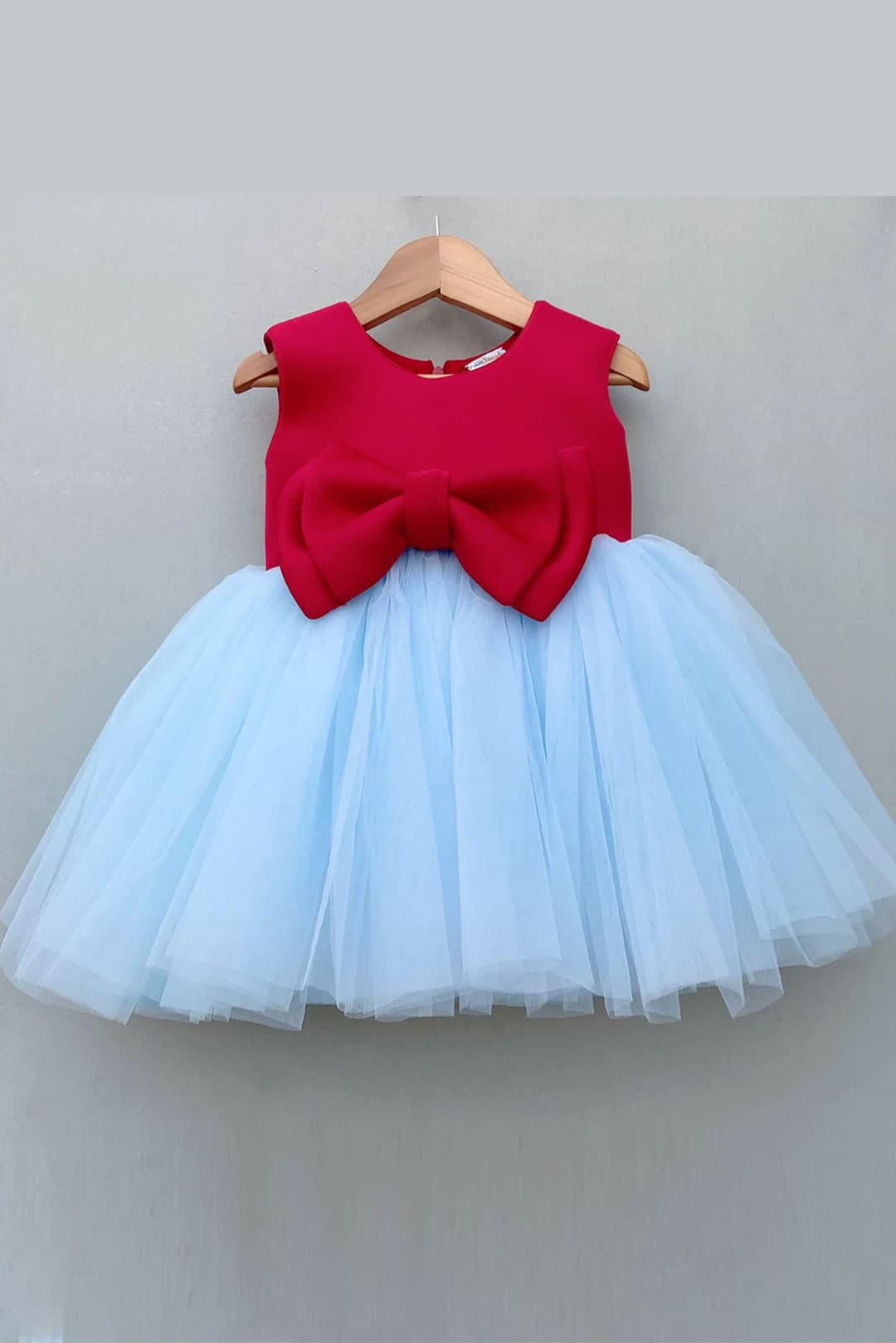 Scuba Flared Frock With Bow | Casual Party Wear for Baby Girl