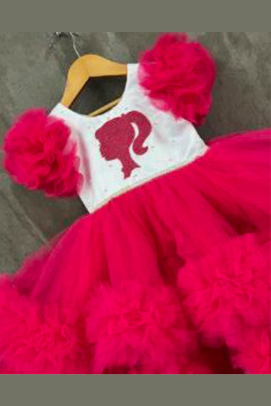 Premium satin body, net flare lined with cotton pinky