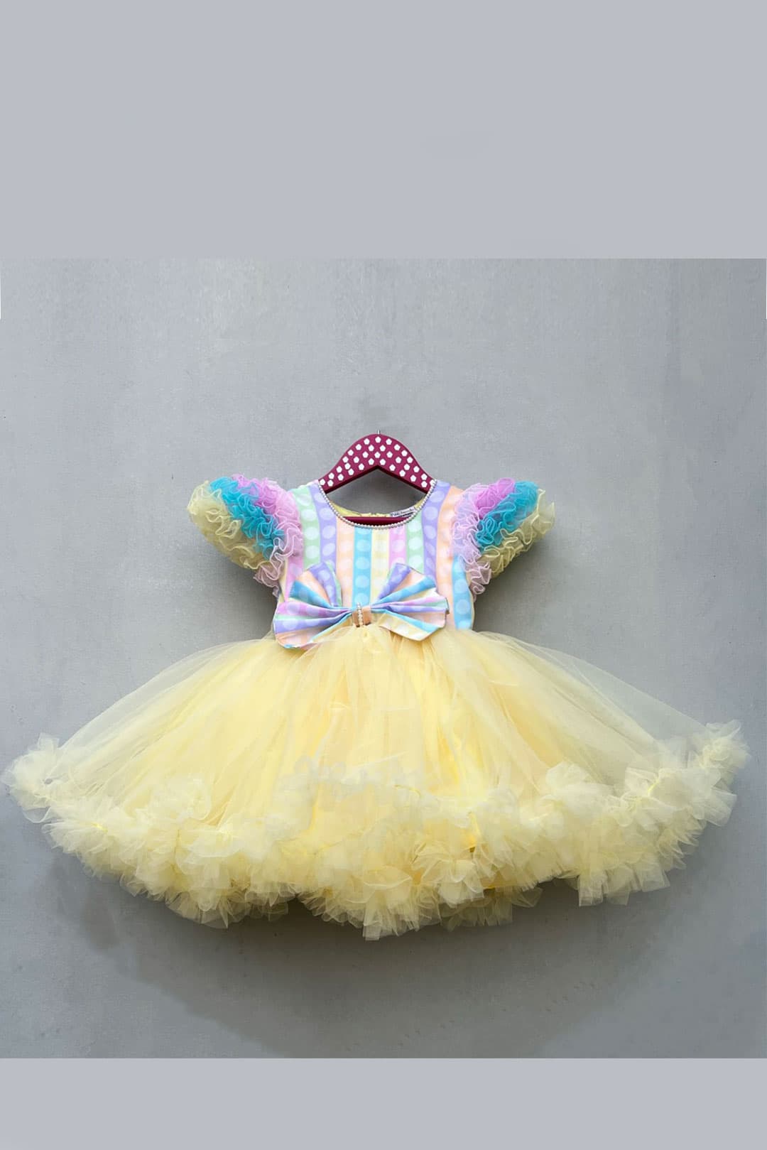 Body with printed cloth and net flares lined with cotton papit dress
