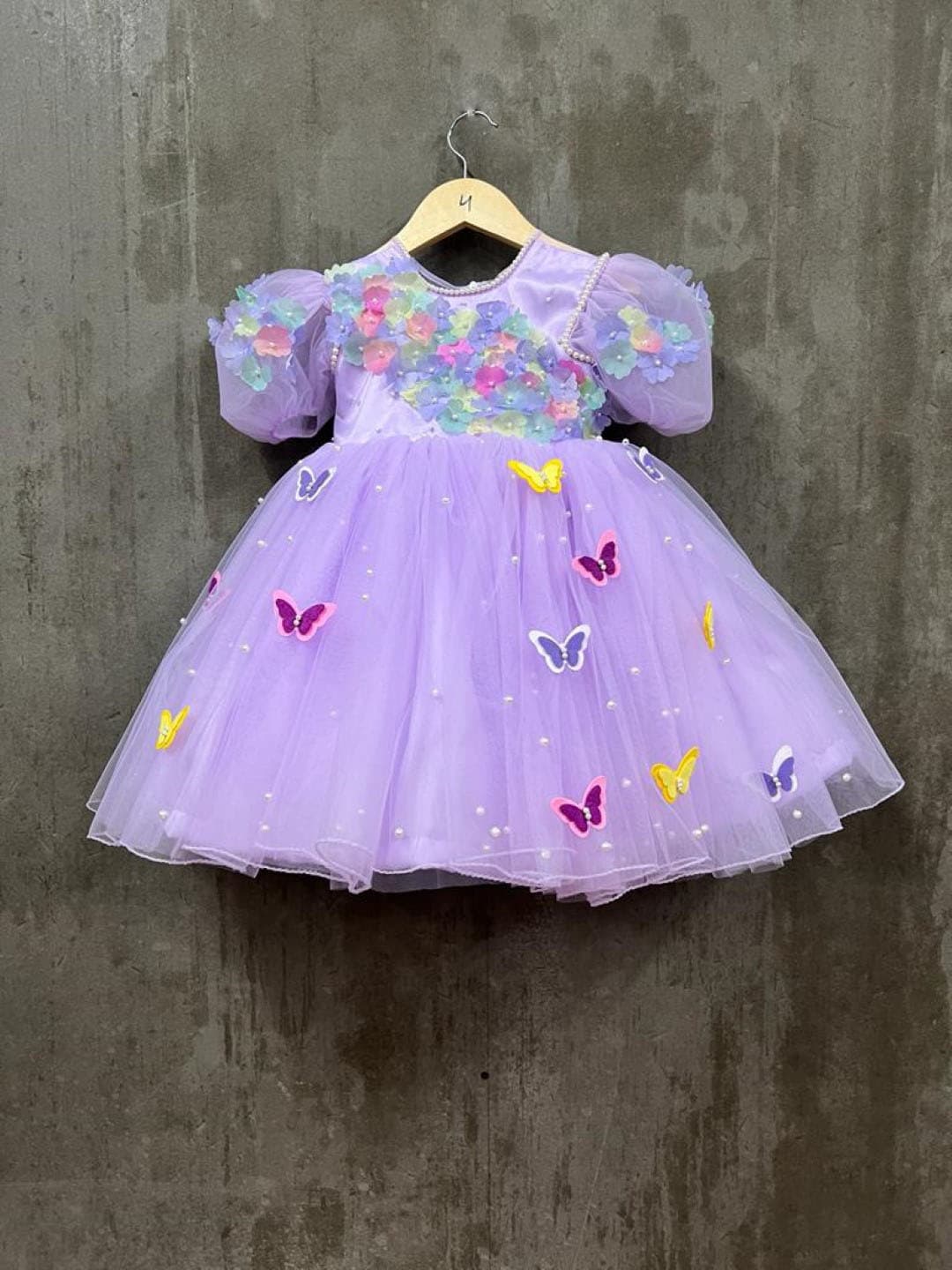 Purple butterfly dress body flower patchwork