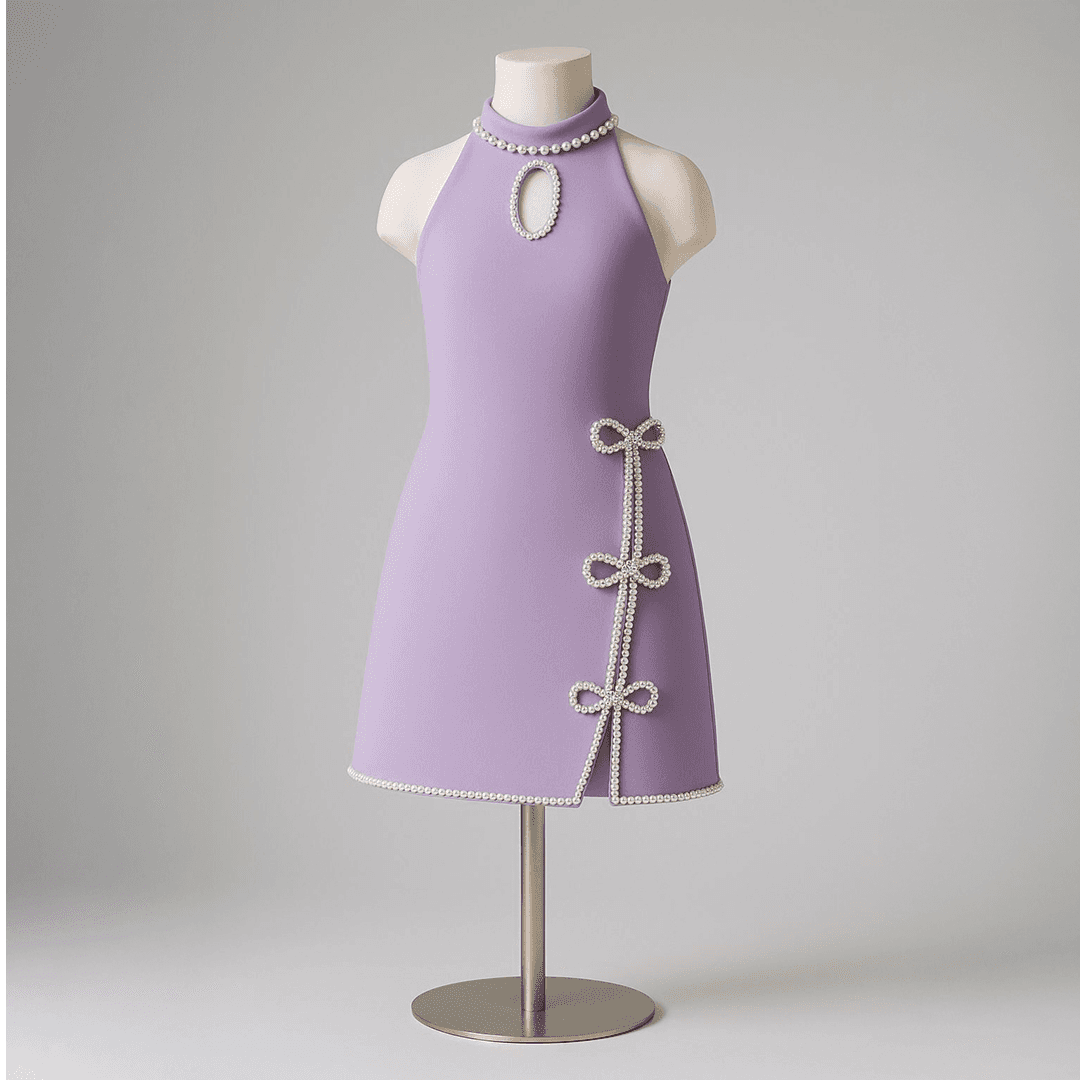 Lavender Pearl Bow Dress