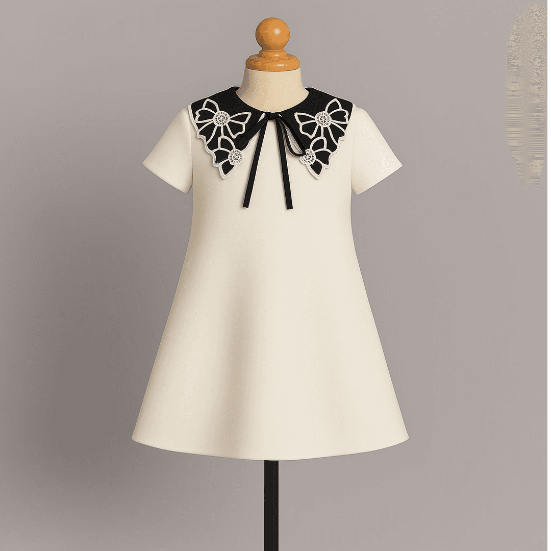 White Bow Collar Dress