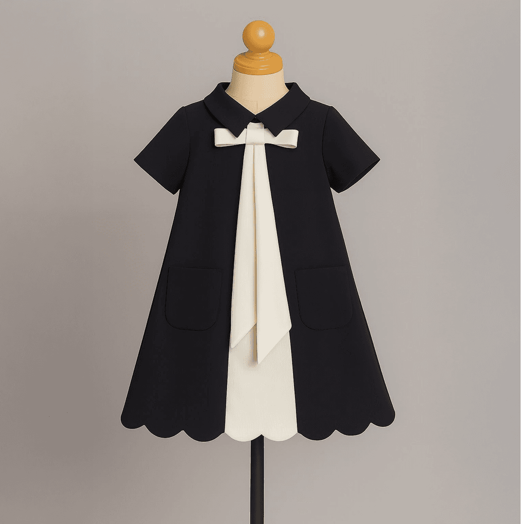 Black with White Bow Layer Dress