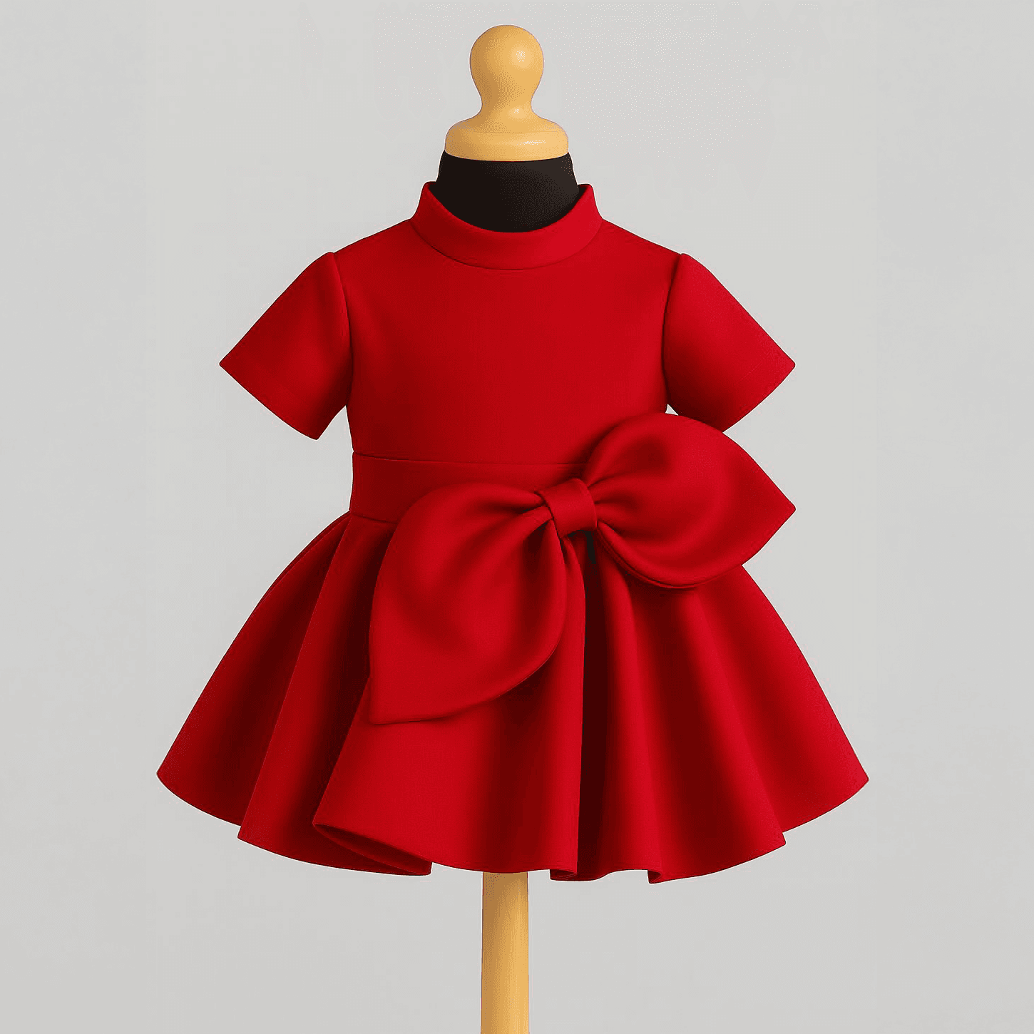 Red Scuba Bow Dress