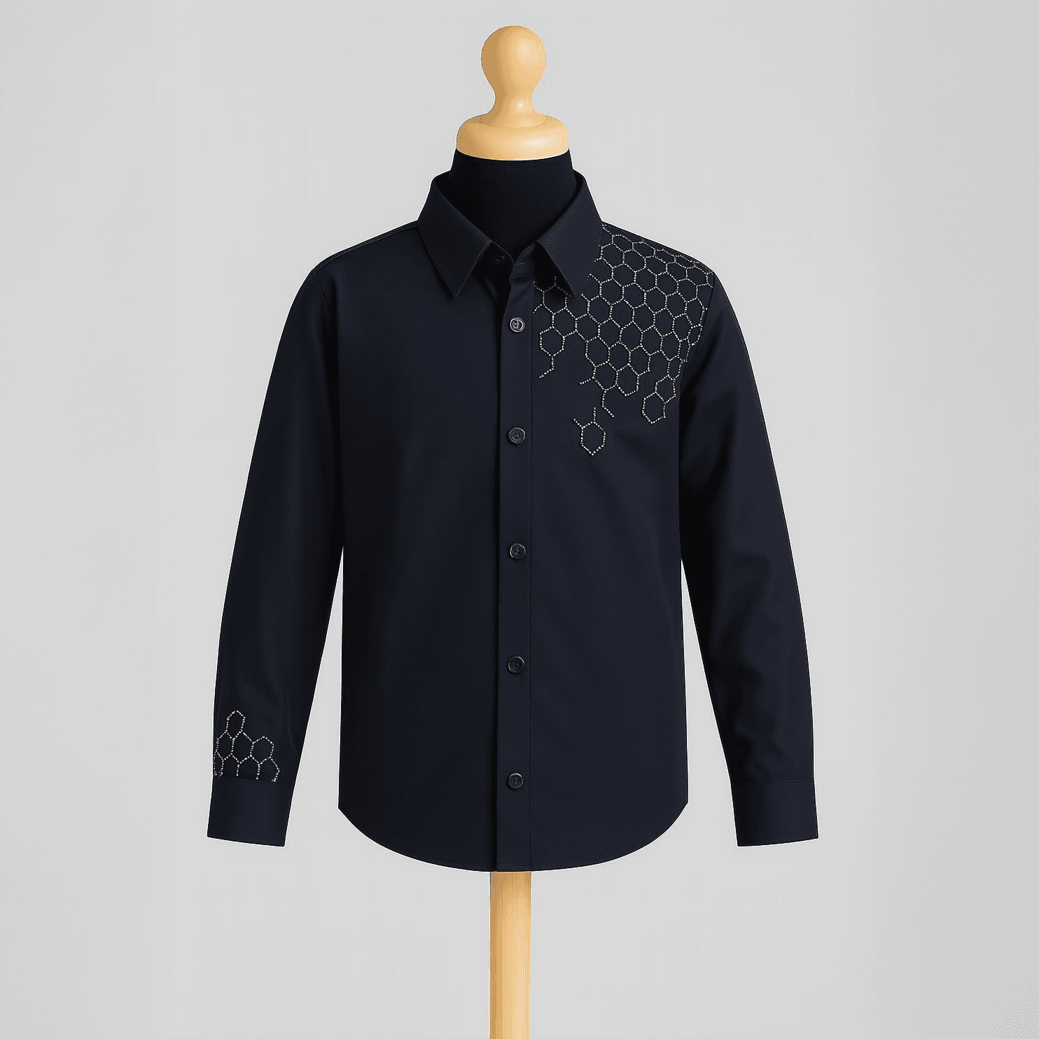 Hexagon Pattern Shirt (Navy)