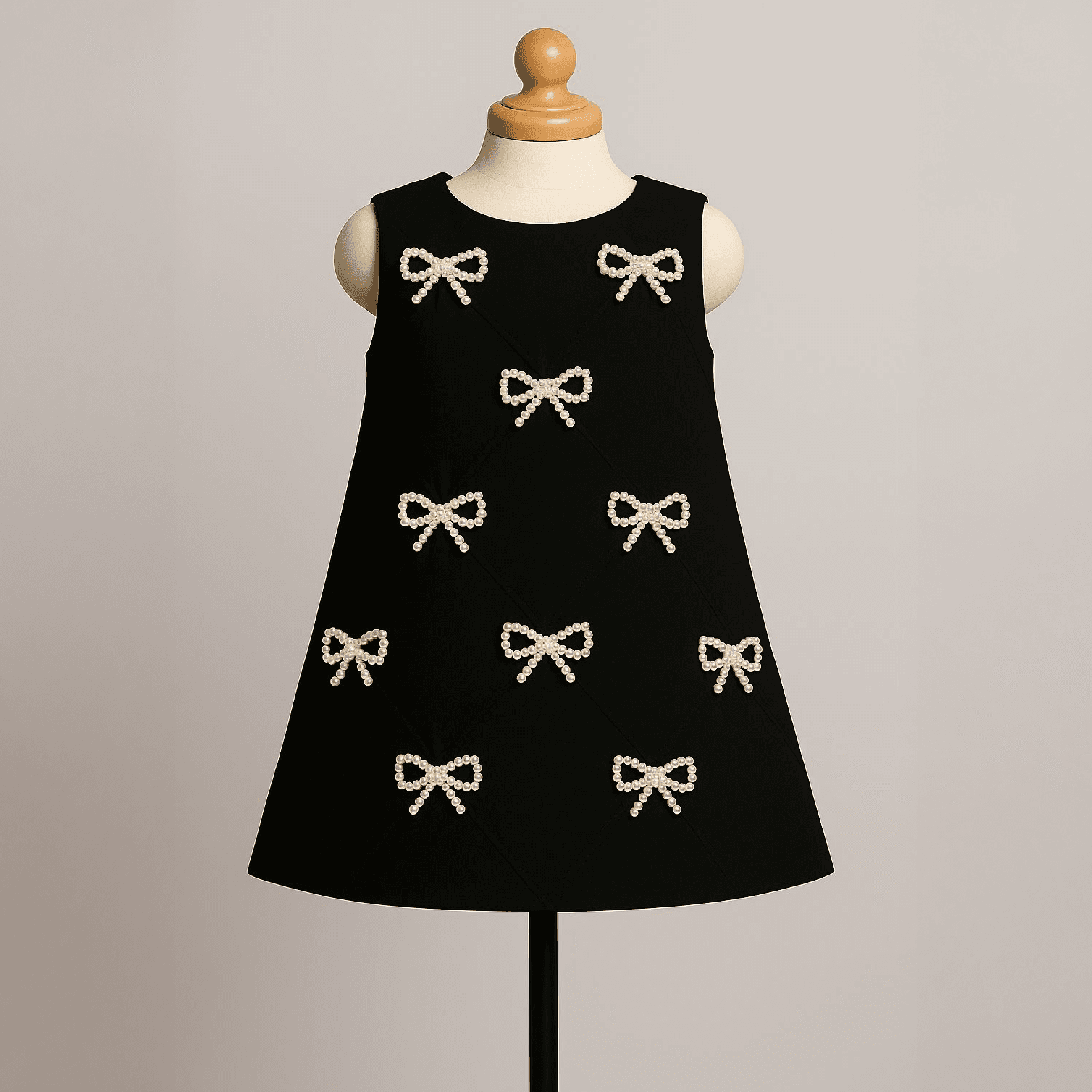 Black Aline with golden Sequin bow And Sleeveless Dress