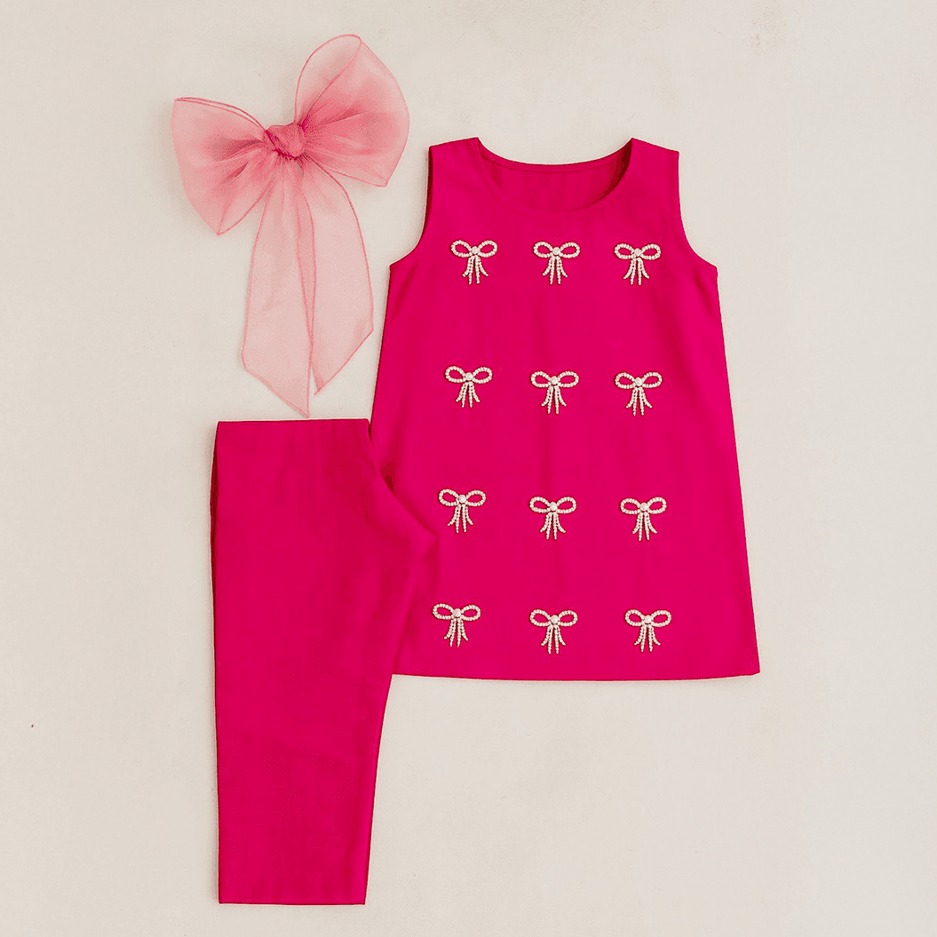 Pink Pearl Bow Co-Ord Set