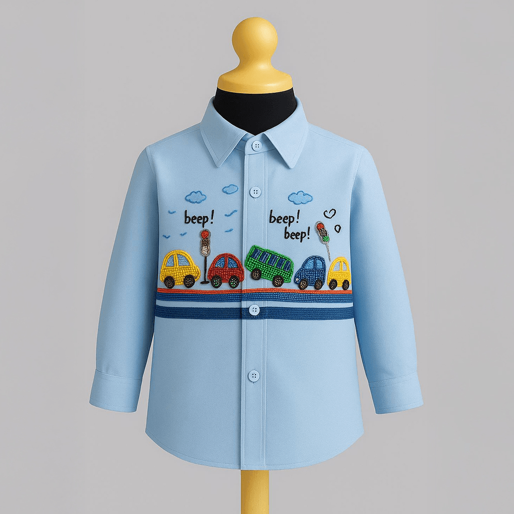 Car Traffic Blue Shirt