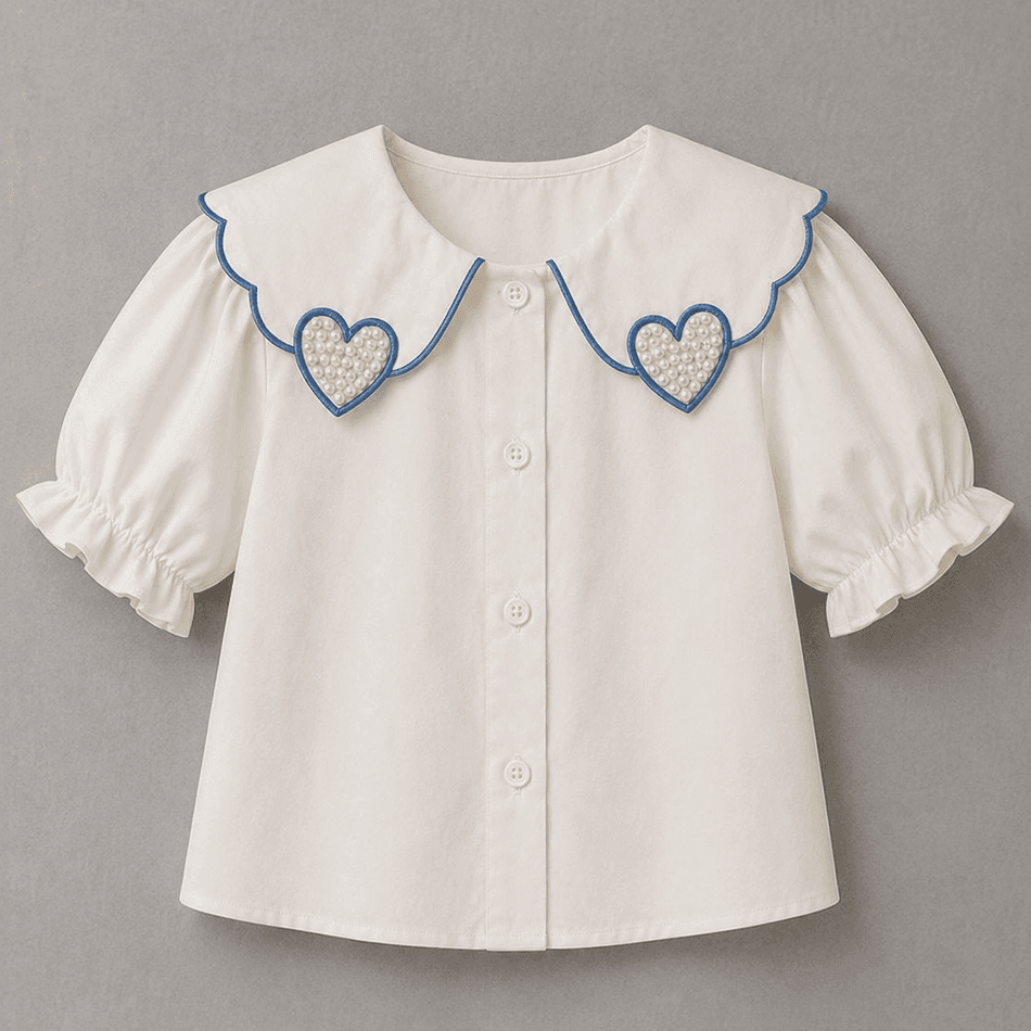 Pearl Heart Collar Shirt