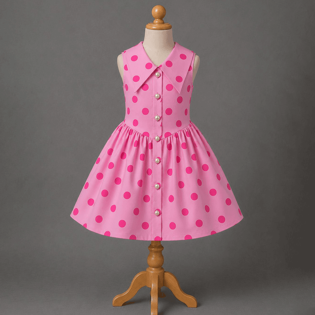 Pink Polka Luxe Collar Dress