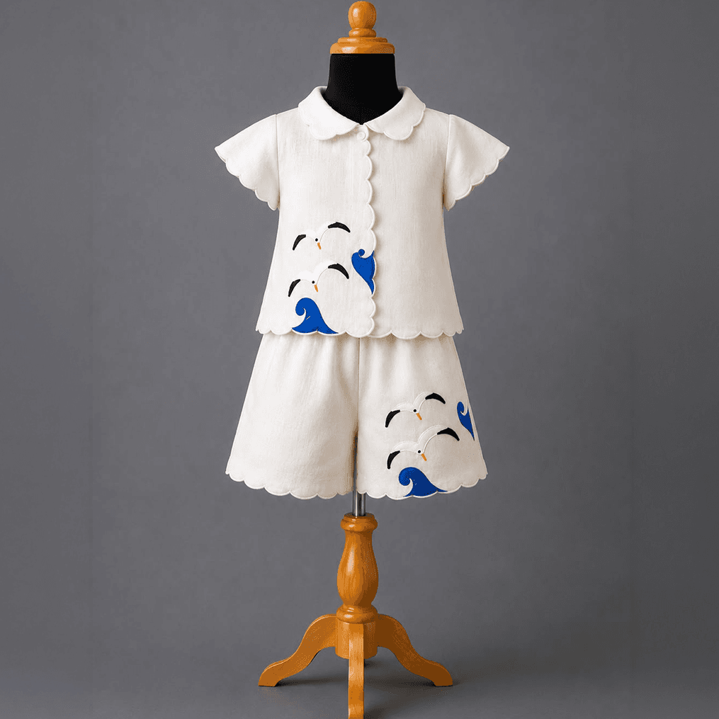 Seabird Appliqué Shorts Set