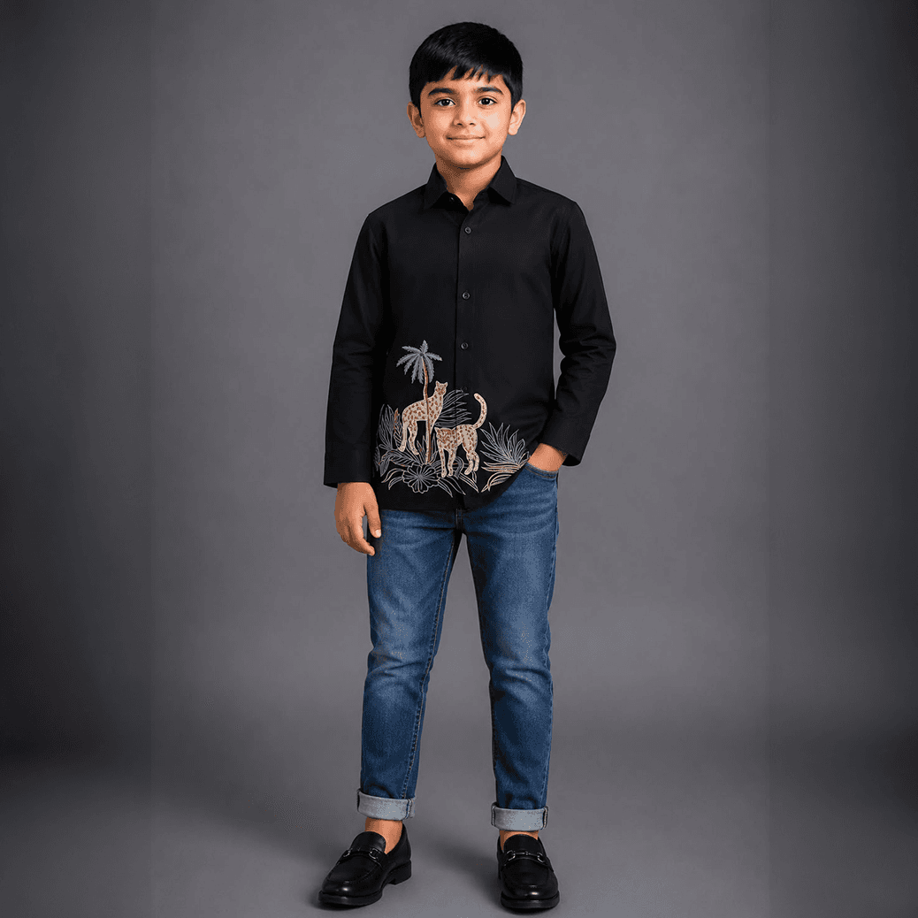 Black Embroidered Shirt