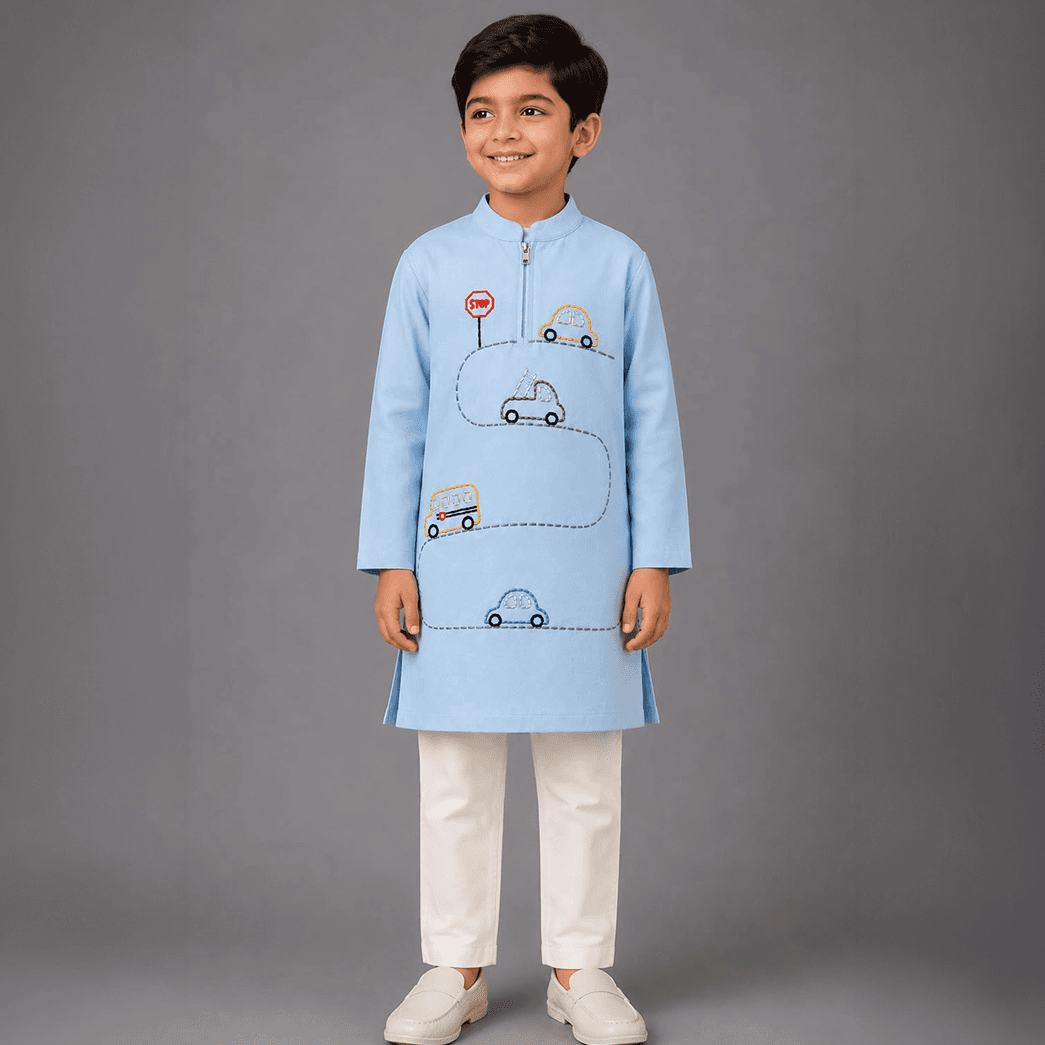 Car Embroidered Kurta Set