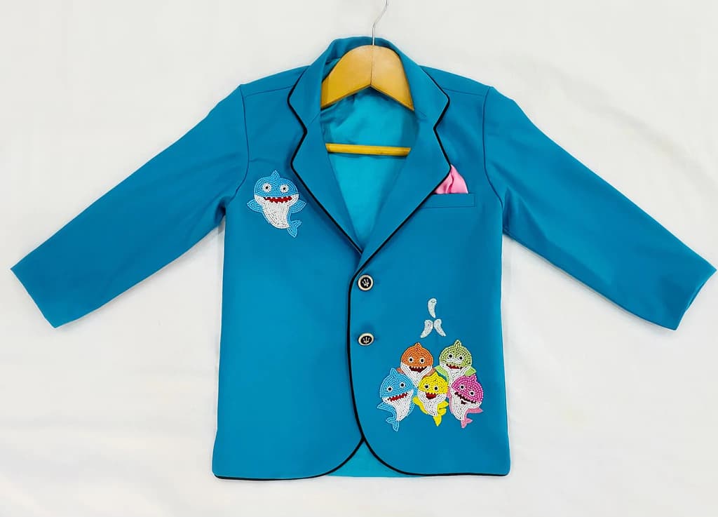Fish Theme Blue Waistcoat | Party Wear Dress for Baby Boy