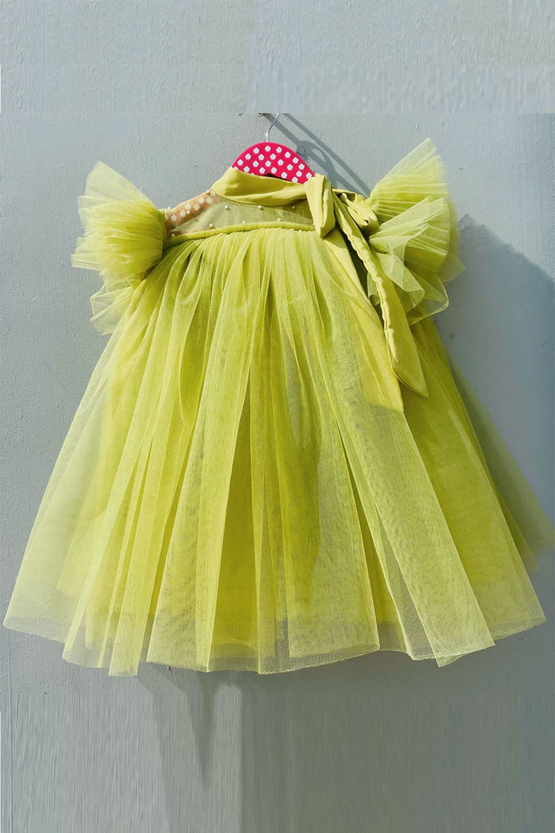 Green Flared Frock With Neck Belt | Casual Party Wear for Girl