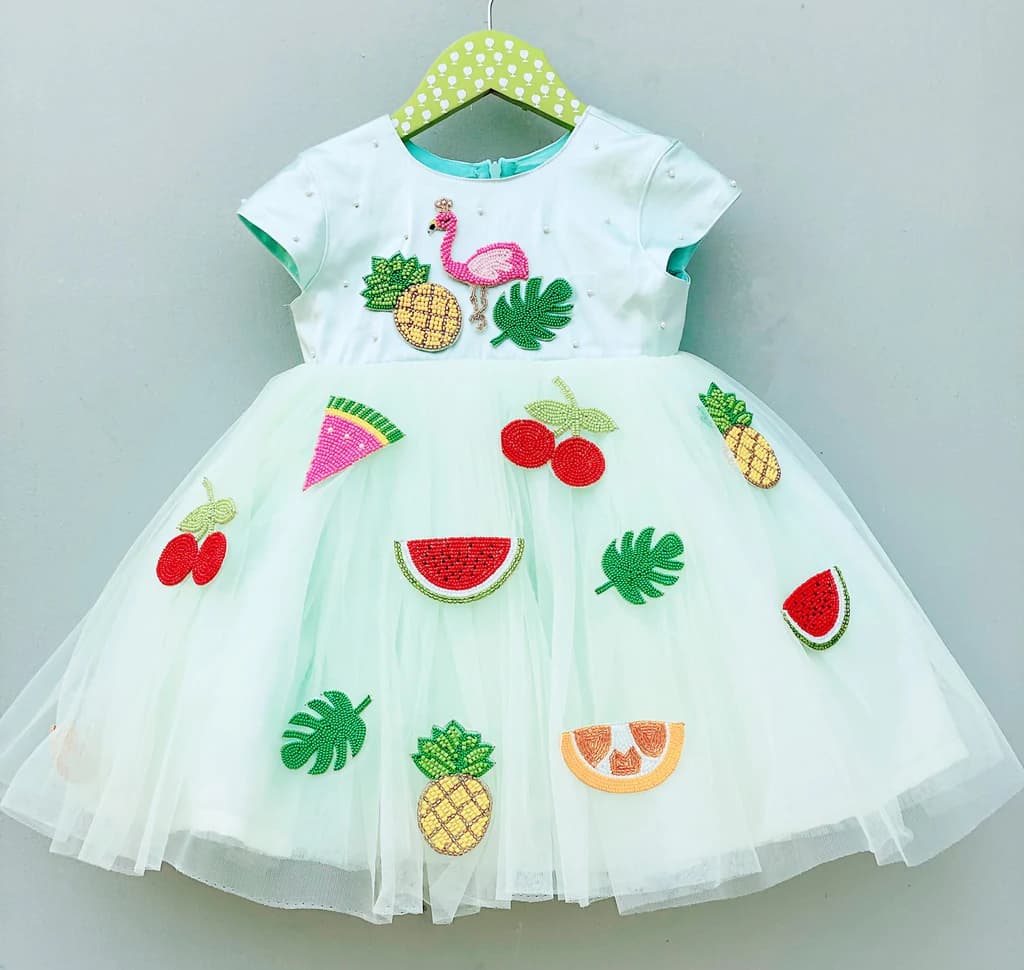 White Tropical Dream Frock | Unique Wear for Girls
