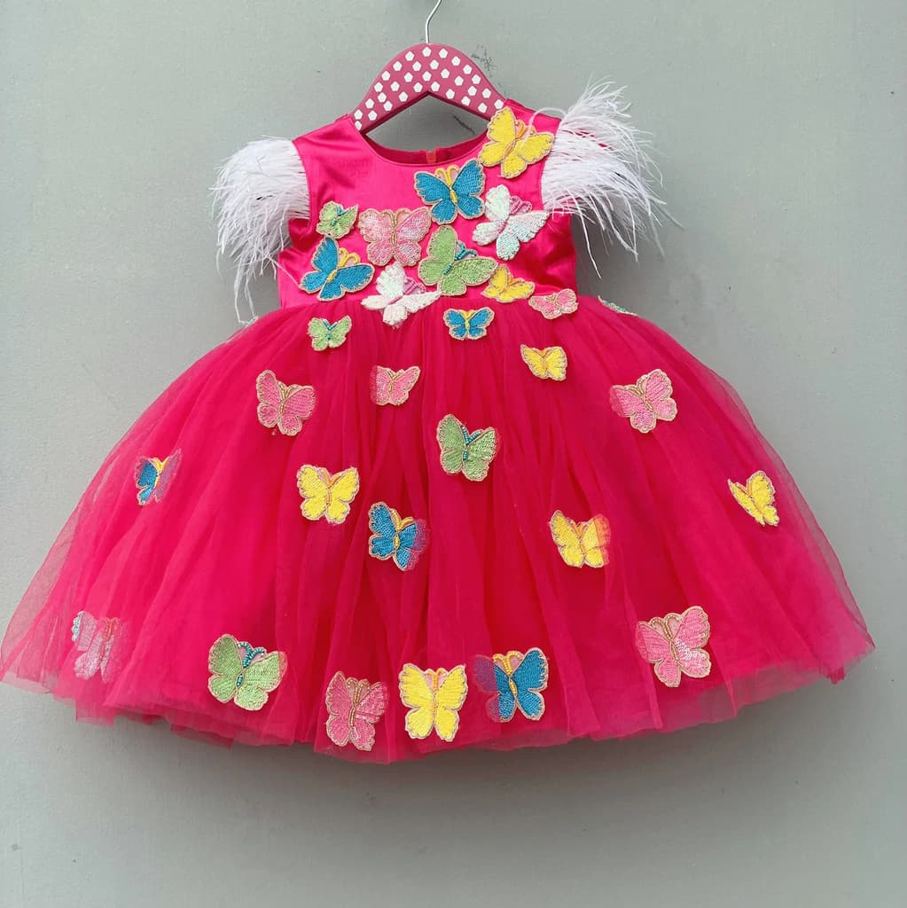 Butterfly Theme Red Frock | Best Party Wear for Girl