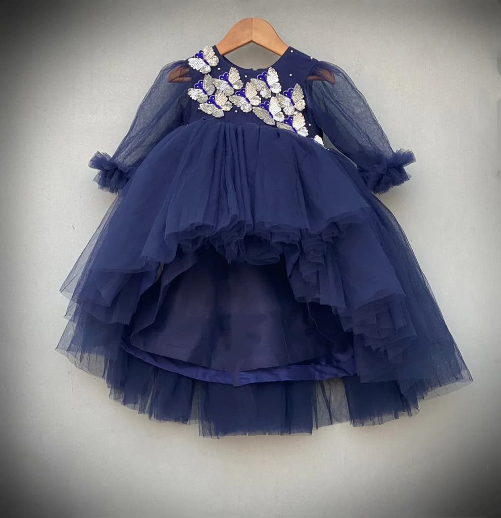 Navy Blue Flared Frock | Party Wear Dress for Girl