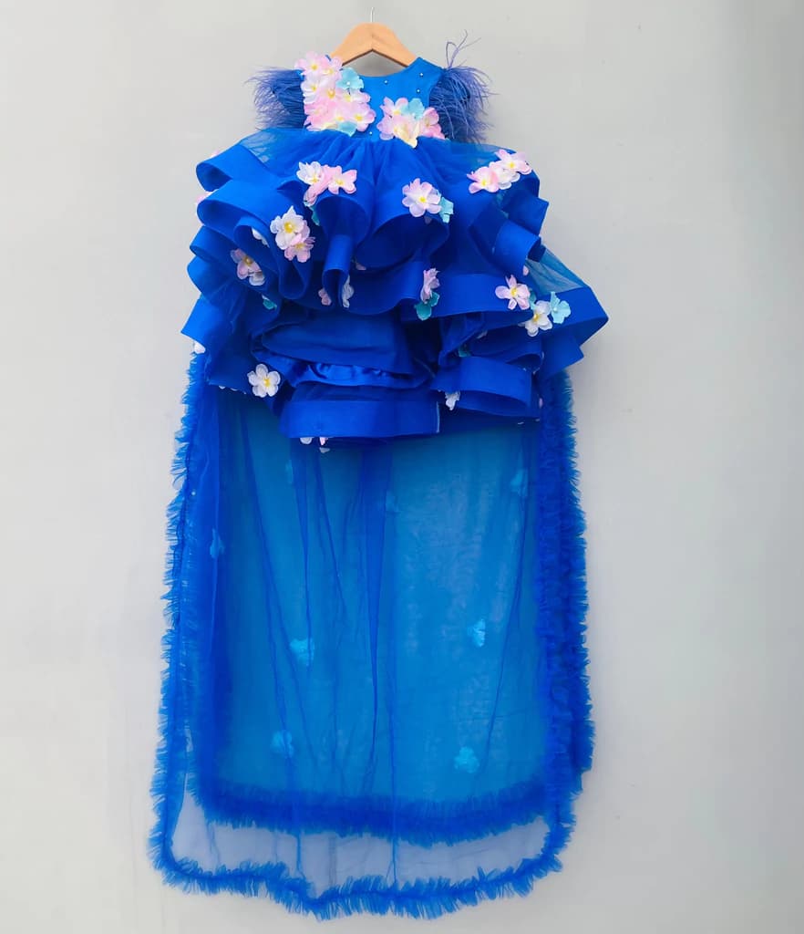 Royal Blue Silk Satin Dress | Party Wear for Girl