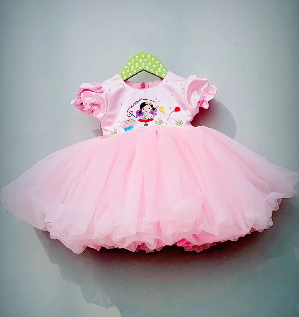 Customised Pink Theme Frock | Party Wear Dress for Girls