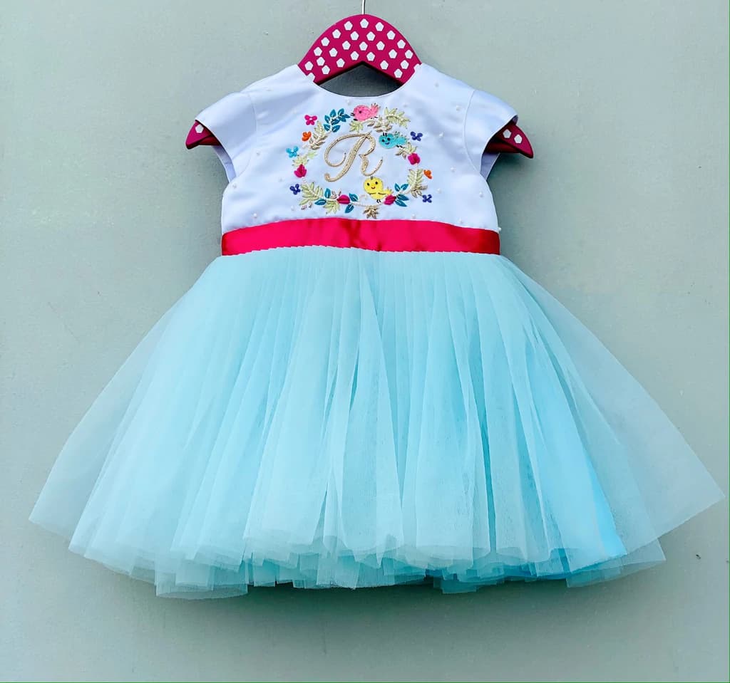 Customised Monogram Frock | Party Wear Dress for Girls