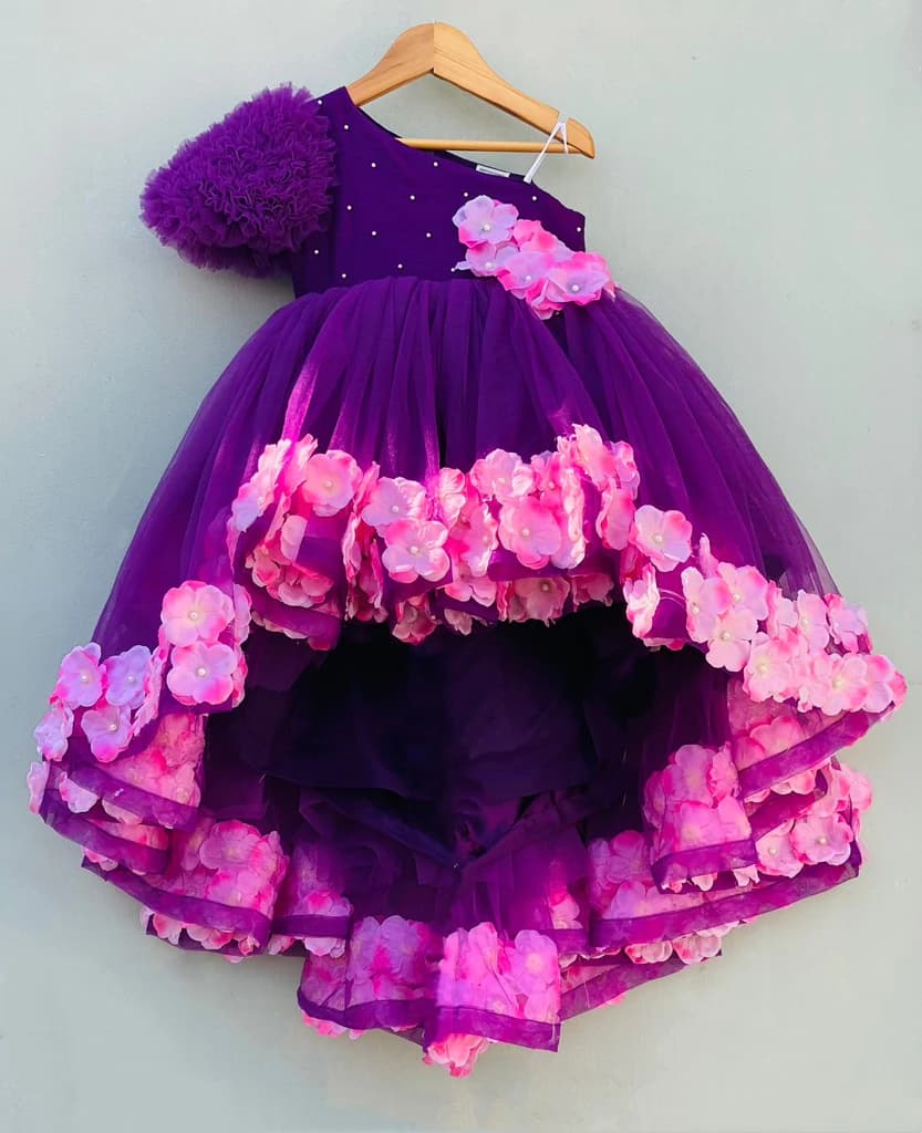 Off shoulder Vibrant Flared Purple Dress