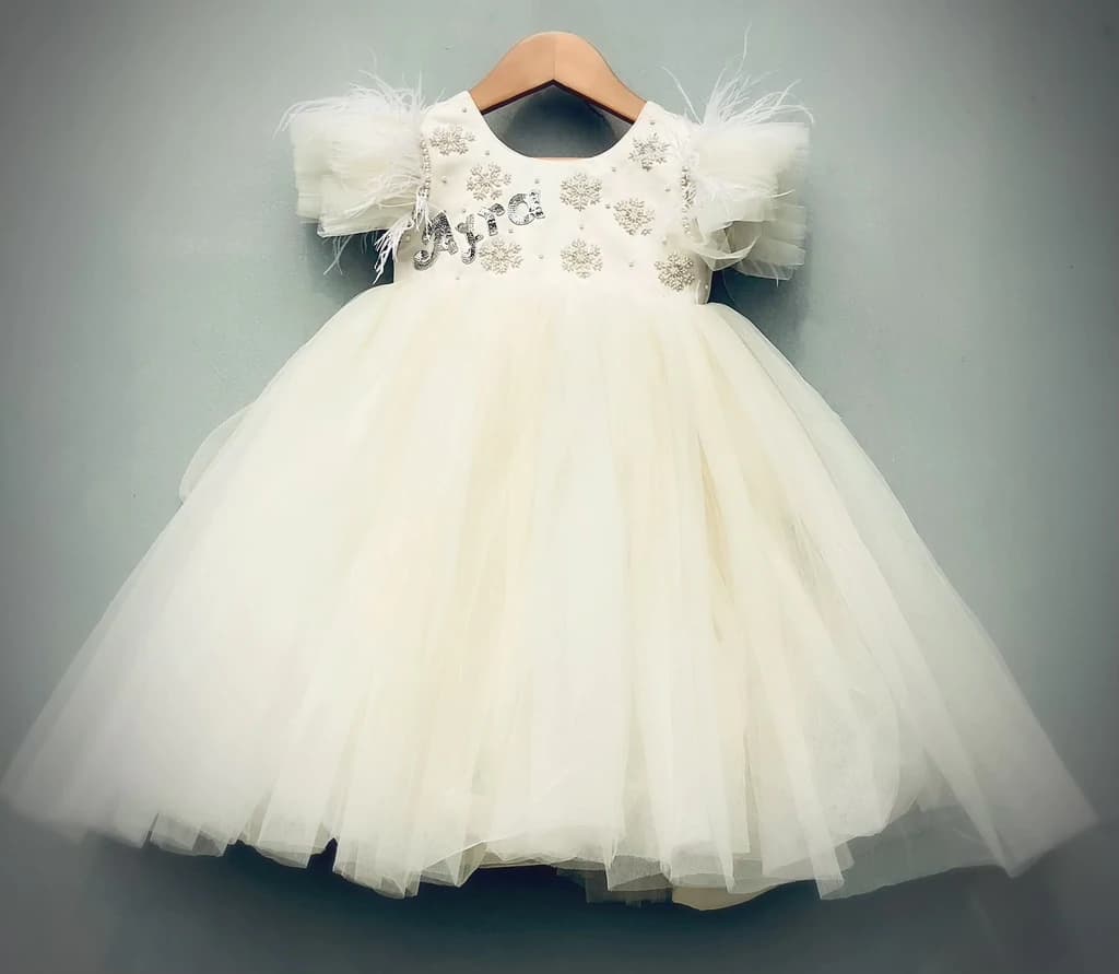 White Feather Flared Dress