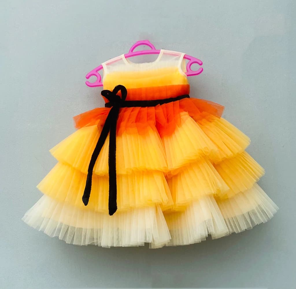 Yellow Flared Sleeveless Frock | Party Wear Dress for Girl