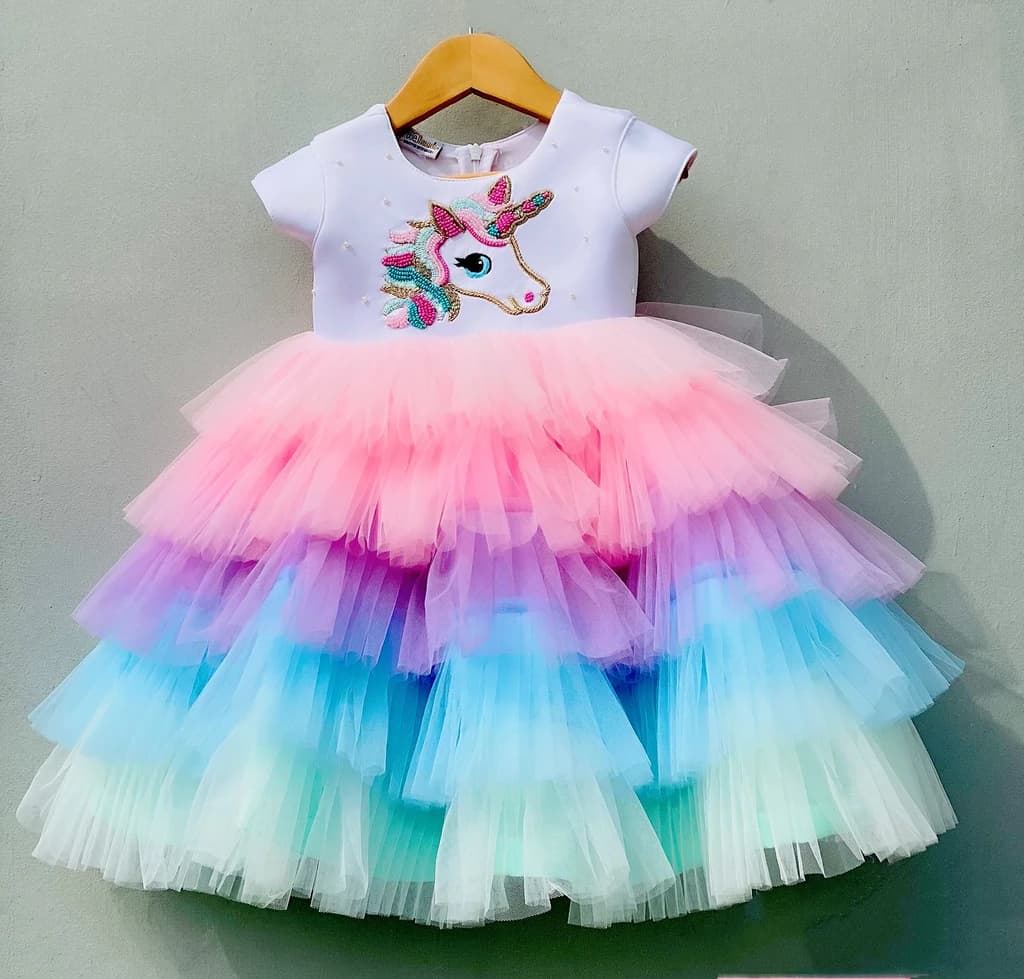 Unicorn Theme Flared Frock