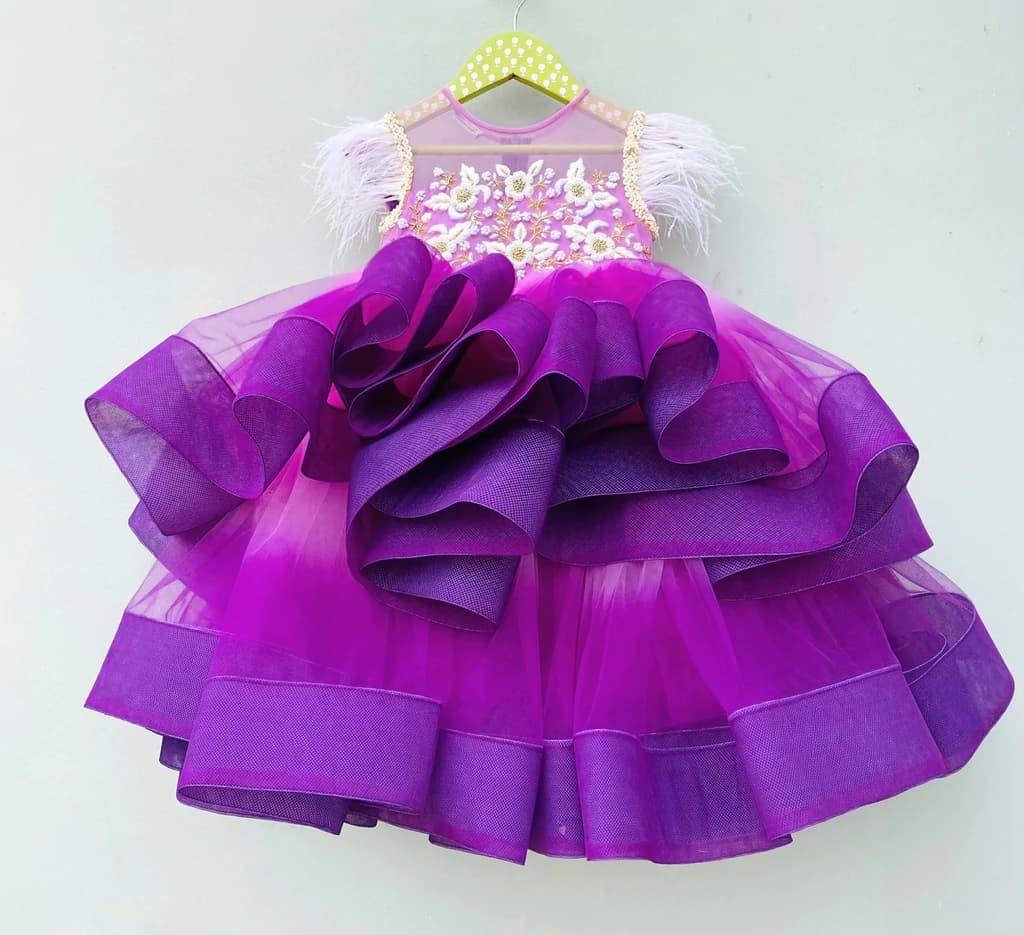Purple Flared Feather Frock