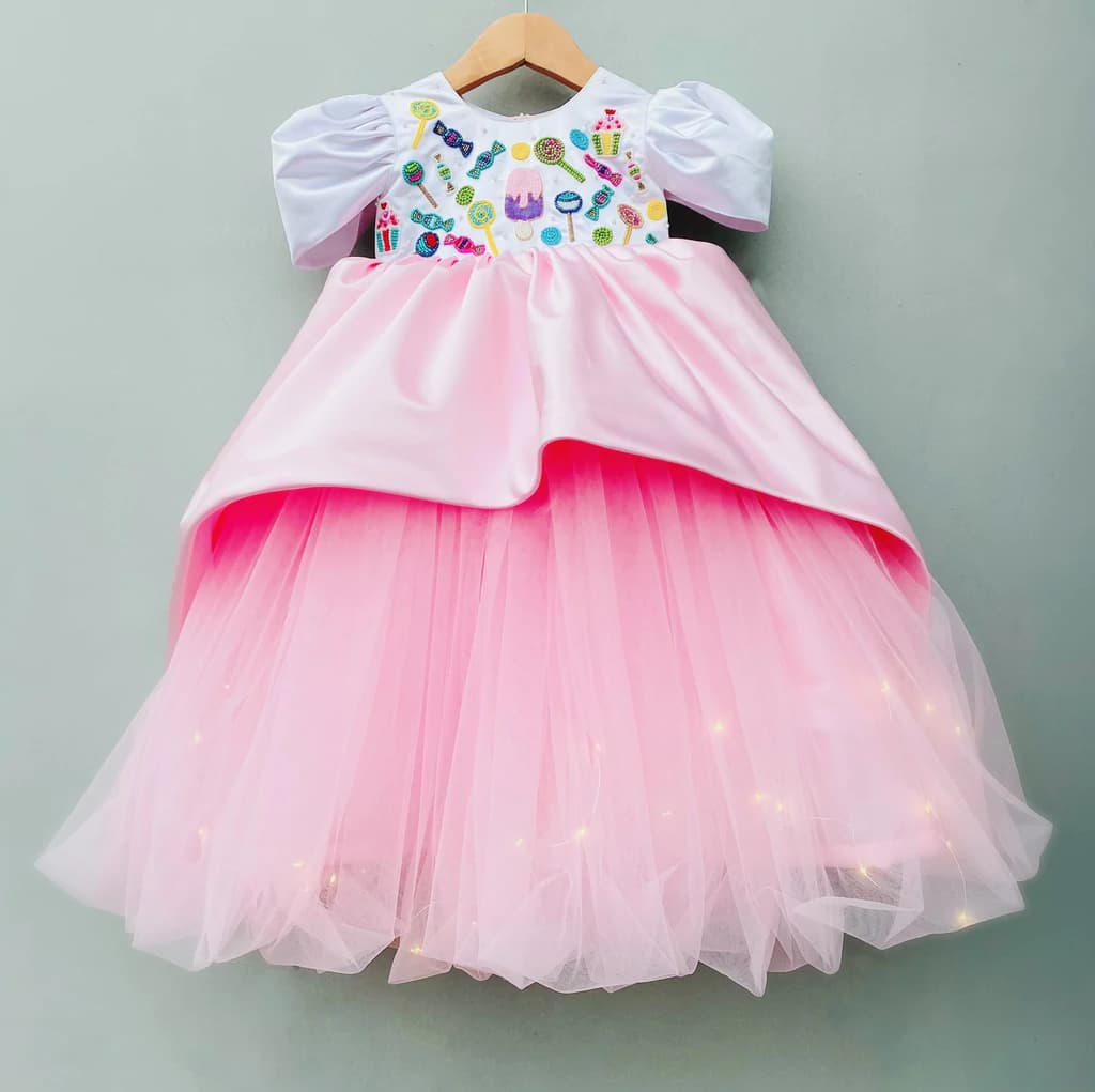 candy theme satin frock