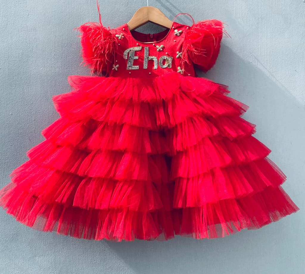 Red Heavy Satin little red riding hood Customised Frock