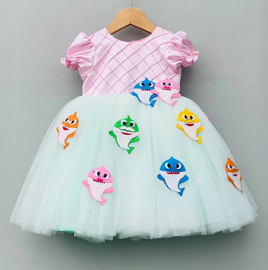 Baby Shark Satin Flared Frock
