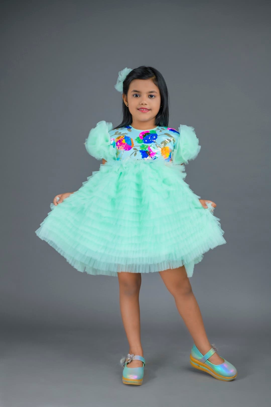 Multi- Color Sequin Frock | Party Wear Dress for Kids