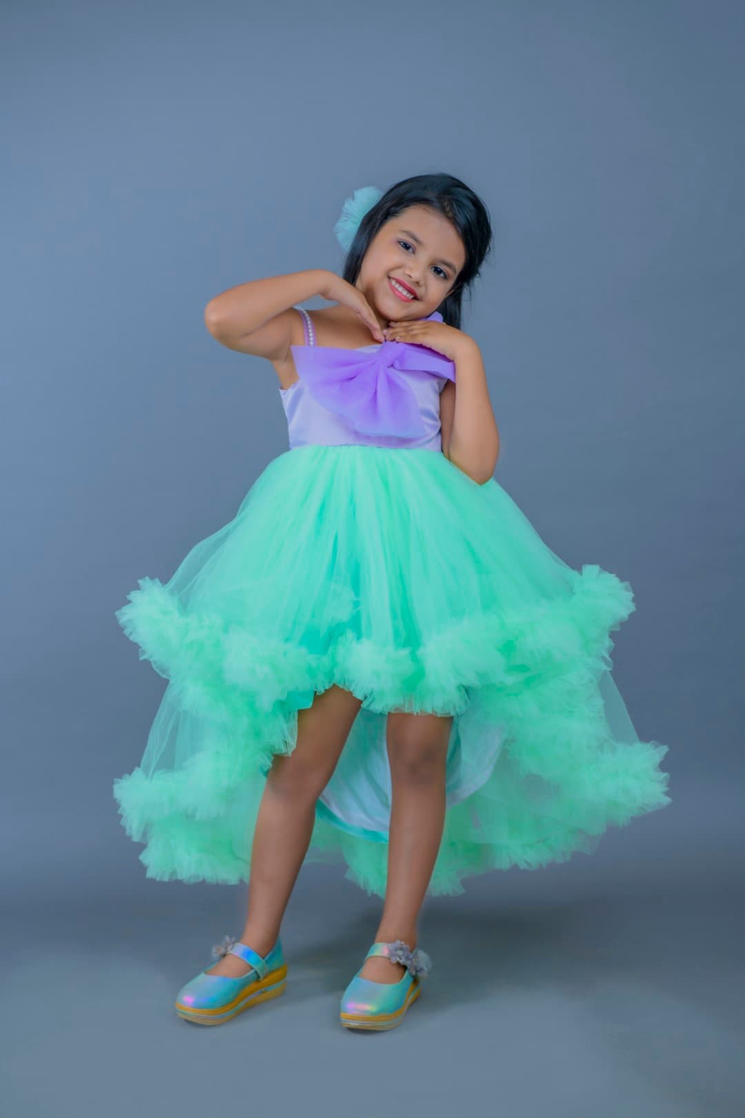 Seagreen Purple Hi-Lo | Party Wear Dress for Girls