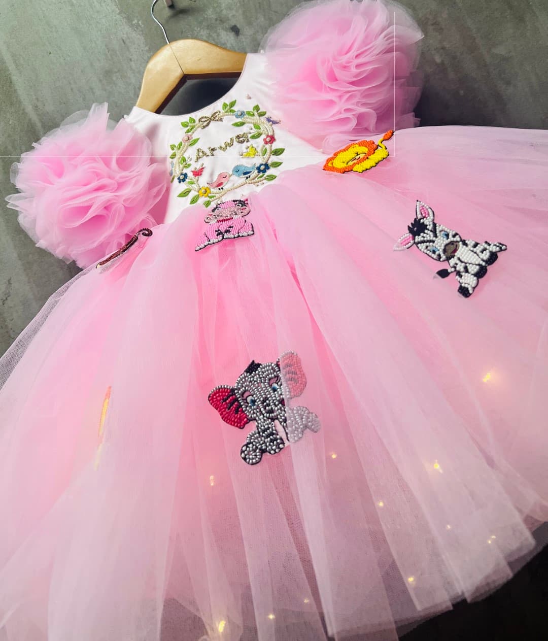 Monogram animal patch work dress