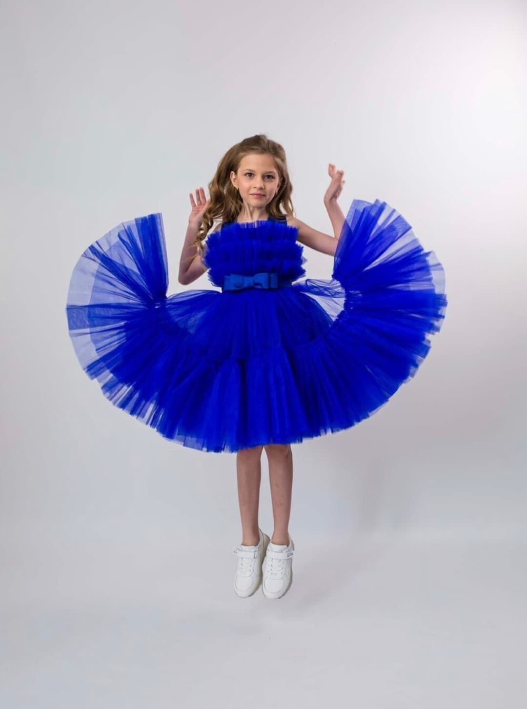 Net flare lined with cotton Bouquet frill dress