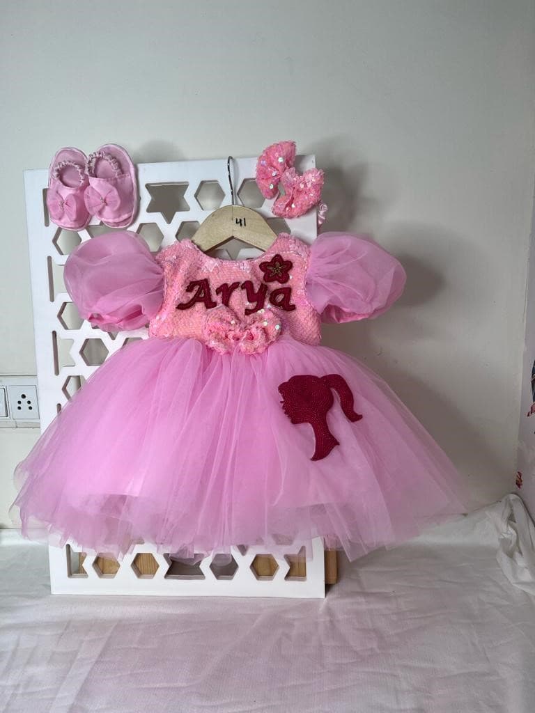 Barbie patch dress with barbie flower