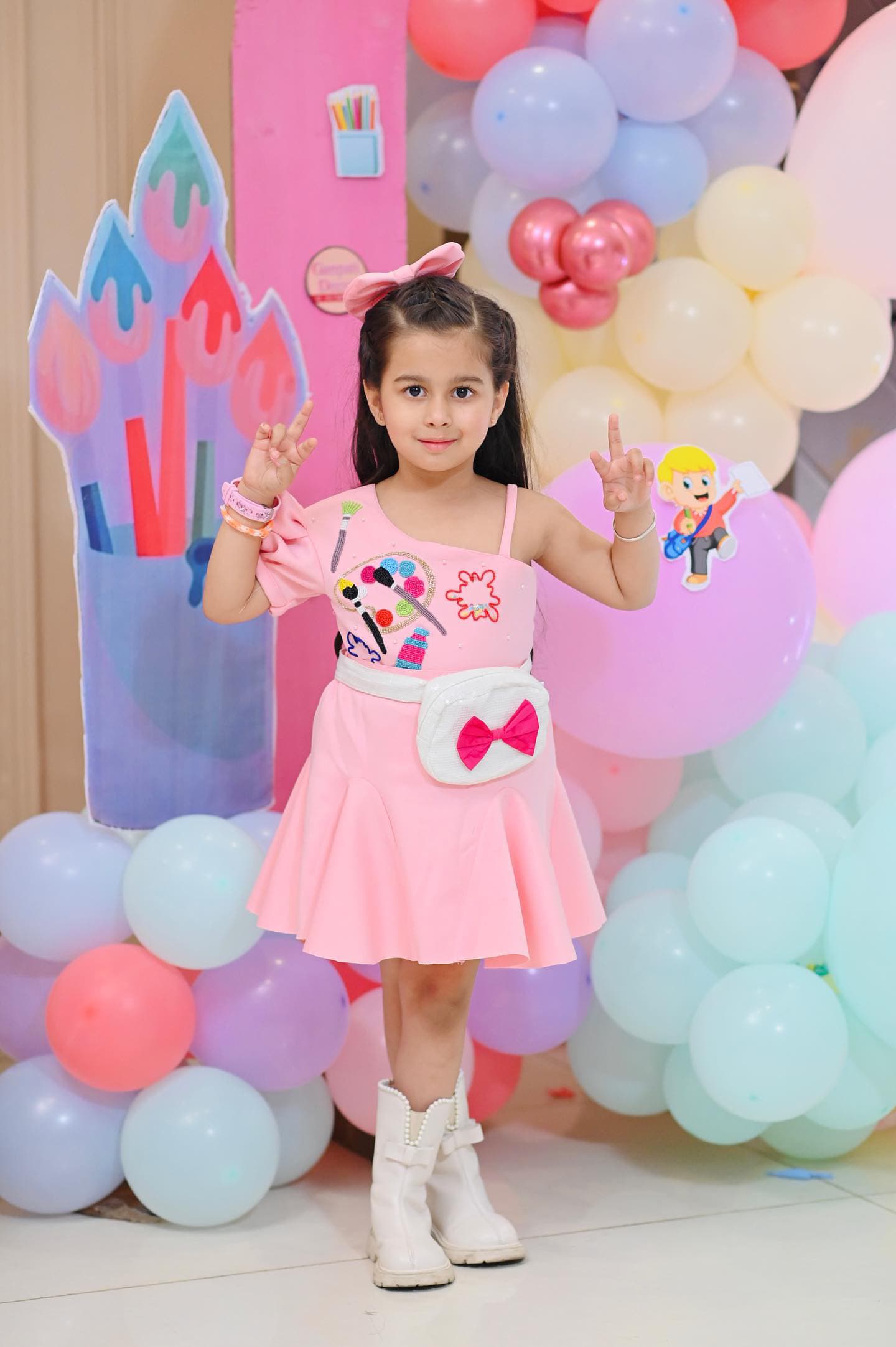 Art theme top & skirt